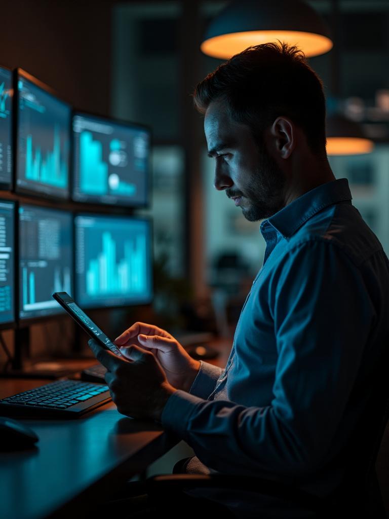 Consultor de negócios digitais analisando dados